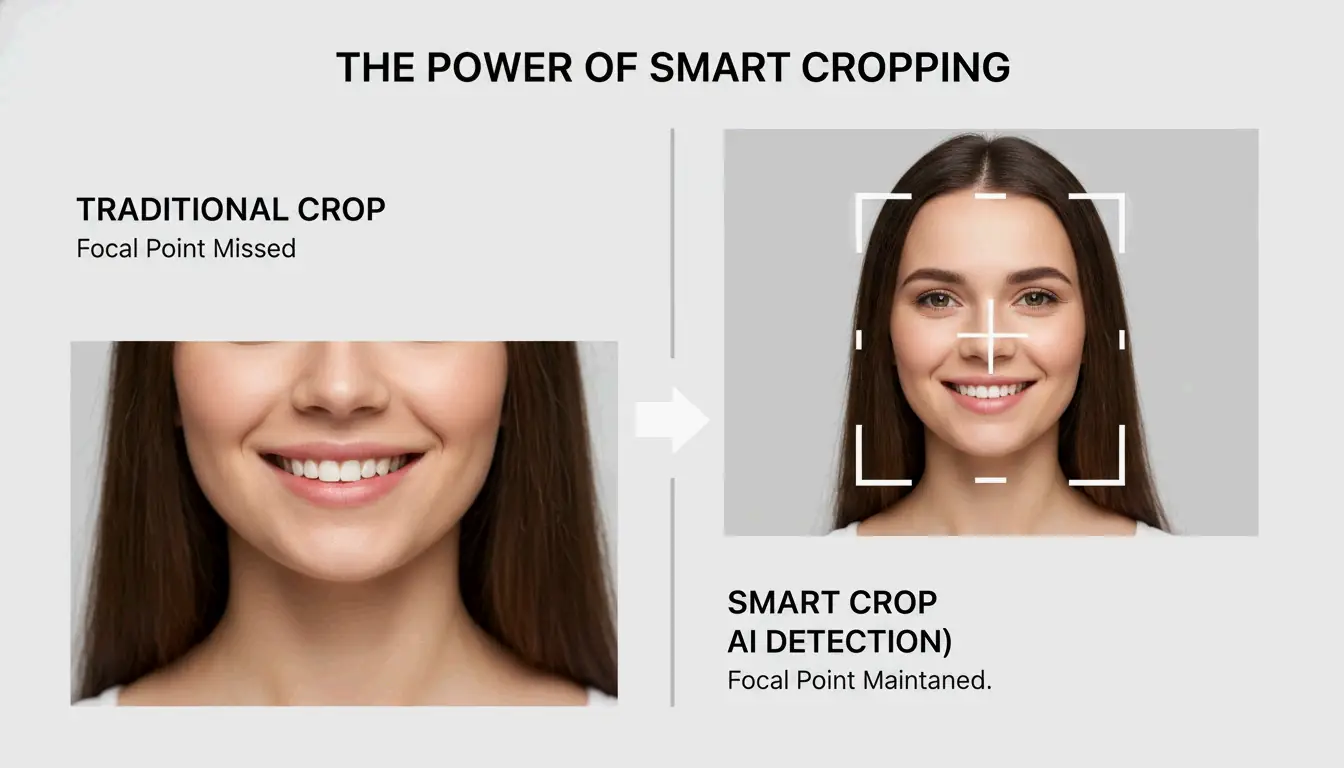 Visuelle Demonstration von Smart Cropping vs. Center Cropping