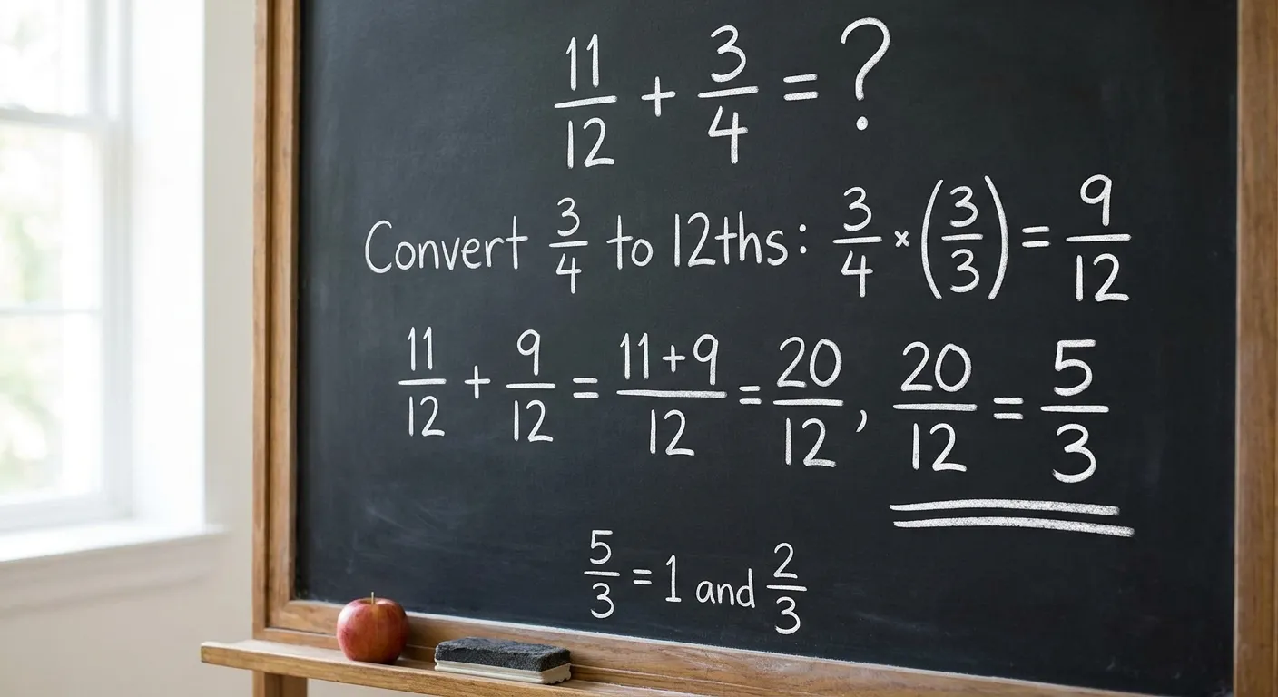 What is 11/12 Plus 3/4? A Step-by-Step Fraction Addition Guide