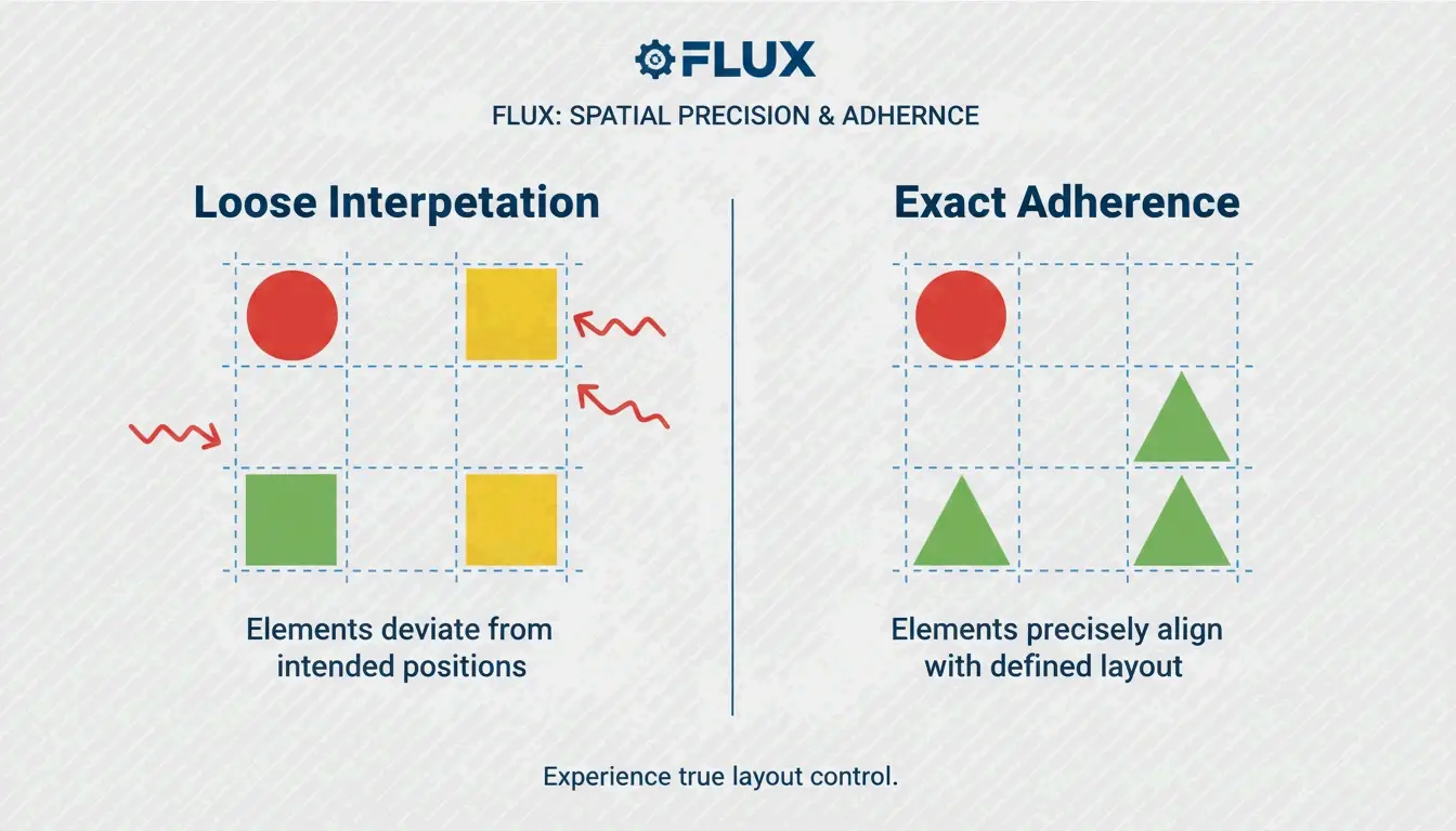A comparison showing Flux's superior prompt adherence and control