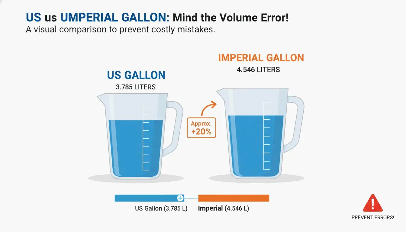 US gallon vs Imperial gallon visual comparison