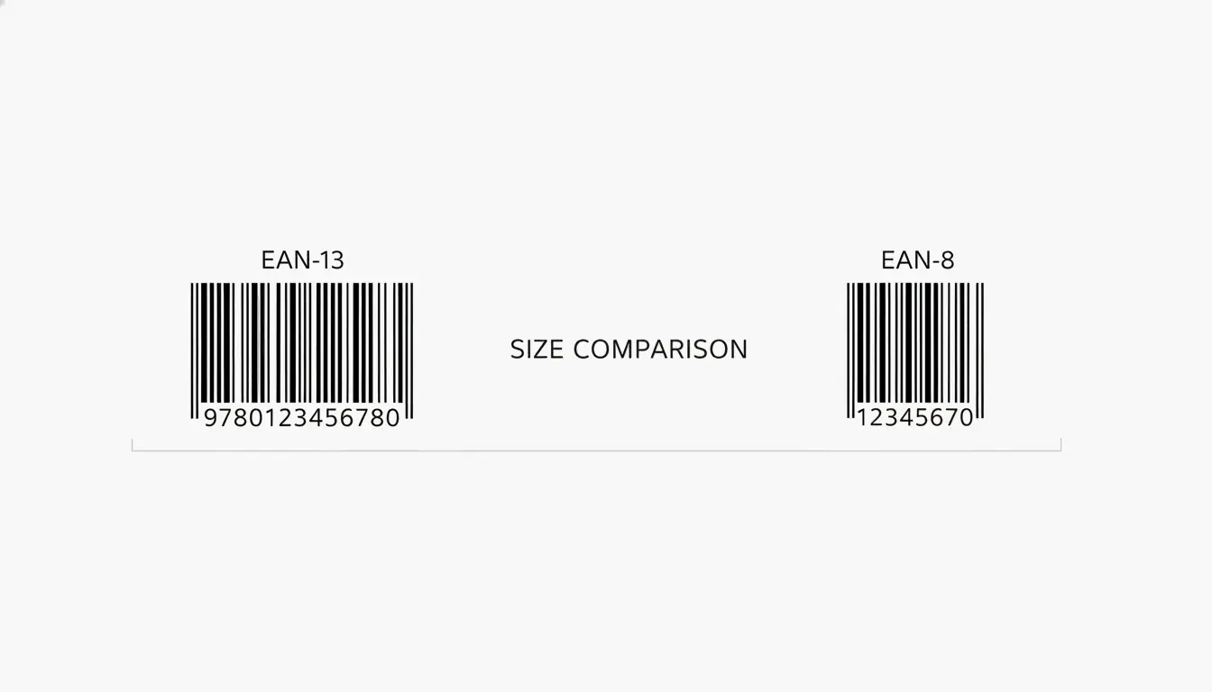 A clean, minimalist comparison of a long (EAN-13) and a short (EAN-8) barcode side-by-side.