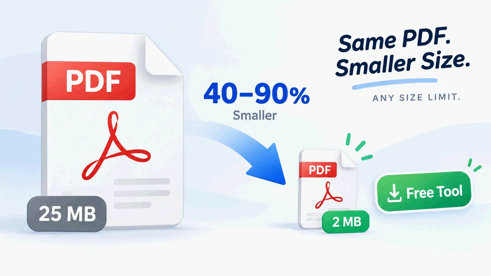PDF compression simplified — any size, any limit